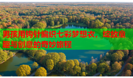 男孩用钩针编织七彩梦想衣，绽放童趣与创意的奇妙旅程
