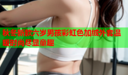 秋冬新款六岁男孩彩虹色加绒外套温暖时尚尽显童趣