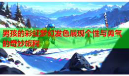 男孩的彩虹梦幻发色展现个性与勇气的奇妙旅程