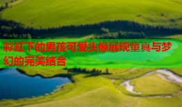 彩虹下的男孩可爱头像展现童真与梦幻的完美结合