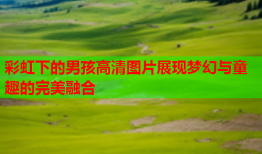 彩虹下的男孩高清图片展现梦幻与童趣的完美融合