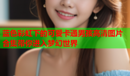 蓝色彩虹下的可爱卡通男孩高清图片合集带你进入梦幻世界